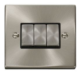 VPSC413BK  Deco Victorian 3 Gang 2 Way ‘Ingot’ 10AX Switch